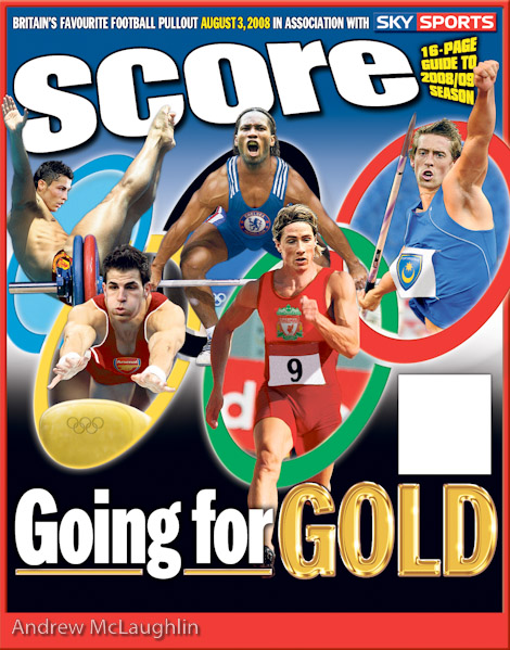 Score cover artwork created to preview the 2008/09 Premier League season. News of the World Sport.